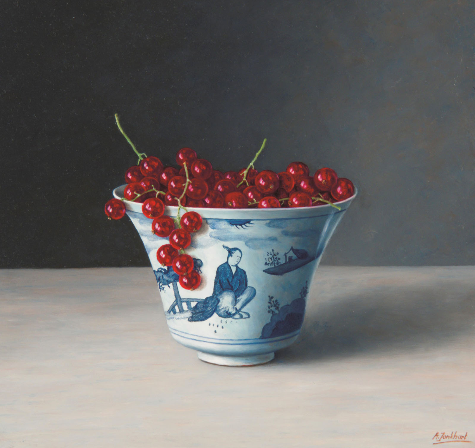 Schilderij Annelies Jonkhart - Chinese kom met rode bessen